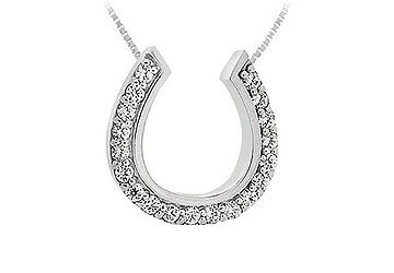 Diamond Horseshoe Pendant  14K White Gold - 0.50 CT Diamonds