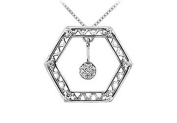 Diamond Geometric Design Pendant  14K White Gold - 0.15 CT Diamonds