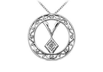 Diamond Circle Pendant  14K White Gold - 0.15 CT Diamonds
