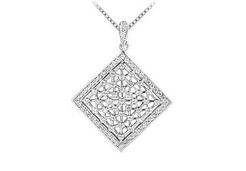 Diamond Square Pendant  14K White Gold - 0.50 CT Diamonds