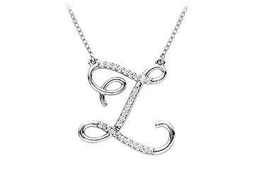 Diamond Letter Z Script Initial Pendant  14K White Gold - 0.15 CT Diamonds