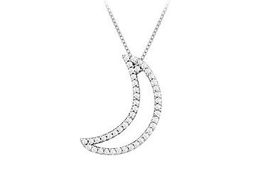 Diamond Moon Pendant  14K White Gold - 0.20 CT Diamonds