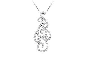 Diamond Pendant  14K White Gold - 0.75 CT Diamonds