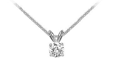 18K White Gold  Prong Set Round Diamond Solitaire Pendant  0.33 CT. TDW.
