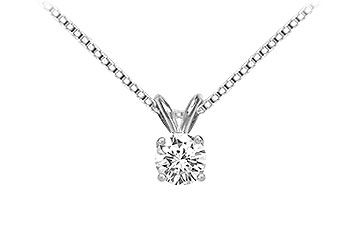 18K White Gold  Prong Set Round Diamond Solitaire Pendant  0.50 CT. TDW.