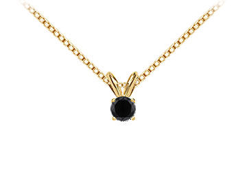 14K Yellow Gold  Round Black Diamond Solitaire Pendant - 0.50 CT. TW.