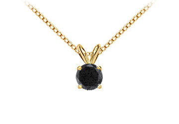 14K Yellow Gold  Round Black Diamond Solitaire Pendant - 1.50 CT. TW.