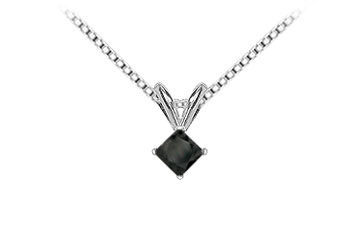 14K White Gold  Princess Cut Diamond Solitaire Pendant - 0.50 CT. TW.