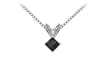 14K White Gold  Princess Cut Diamond Solitaire Pendant - 0.75 CT. TW.