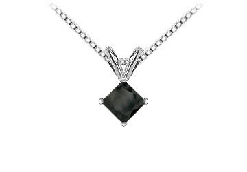 14K White Gold  Princess Cut Diamond Solitaire Pendant - 1.75 CT. TW.