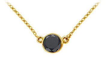 14K Yellow Gold  Bezel Set Round Black Diamond Solitaire Pendant - 1.00 CT. TW.