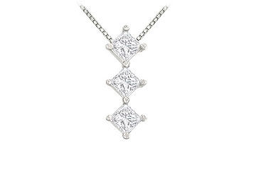 Princess Diamond Pendant  14K White Gold - 0.25 CT Diamonds