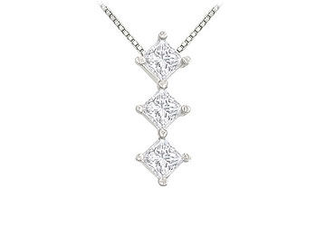 Princess Diamond Pendant  14K White Gold - 0.50 CT Diamonds