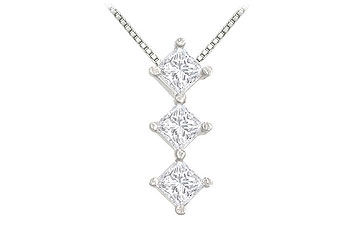 Princess Diamond Pendant  14K White Gold - 1.00 CT Diamonds