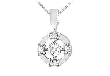 Diamond Circle Pendant  14K White Gold - 0.25 CT Diamonds