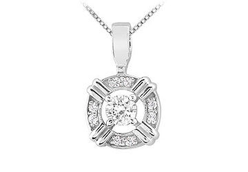 Diamond Circle Pendant  14K White Gold - 0.25 CT Diamonds