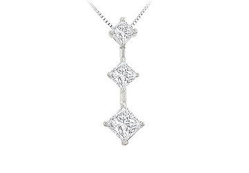 Princess Diamond Pendant  14K White Gold - 0.50 CT Diamonds