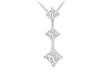 Princess Diamond Pendant  14K White Gold - 1.00 CT Diamonds