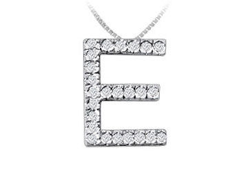 Classic E Initial Diamond Pendant  14K White Gold - 0.40 CT Diamonds
