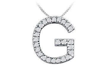 Classic G Initial Diamond Pendant  14K White Gold - 0.40 CT Diamonds
