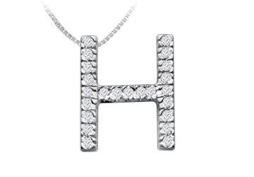 Classic H Initial Diamond Pendant  14K White Gold - 0.35 CT Diamonds