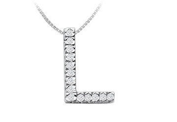 Classic L Initial Diamond Pendant  14K White Gold - 0.25 CT Diamonds