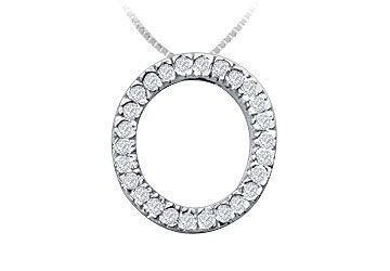 Classic O Initial Diamond Pendant  14K White Gold - 0.40 CT Diamonds