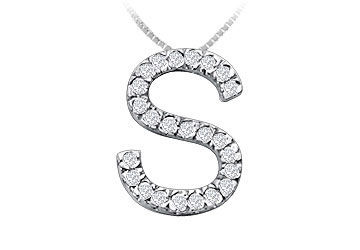 Classic S Initial Diamond Pendant  14K White Gold - 0.35 CT Diamonds