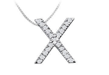 Classic X Initial Diamond Pendant  14K White Gold - 0.33 CT Diamonds