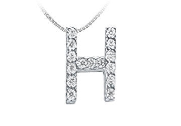 Classic H Initial Diamond Pendant  14K White Gold - 0.15 CT Diamonds