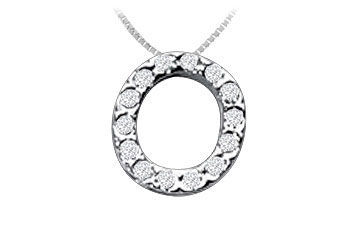 Classic O Initial Diamond Pendant  14K White Gold - 0.15 CT Diamonds