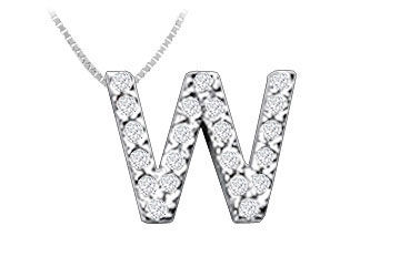 Classic W Initial Diamond Pendant  14K White Gold - 0.25 CT Diamonds