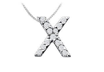 Classic X Initial Diamond Pendant  14K White Gold - 0.15 CT Diamonds