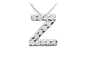 Classic Z Initial Diamond Pendant  14K White Gold - 0.15 CT Diamonds