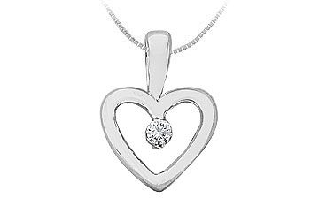 Diamond Heart Pendant  14K White Gold - 0.10 CT Diamonds