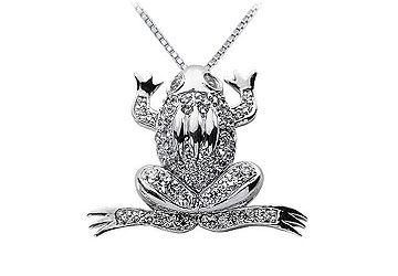 Diamond Frog Pendant  14K White Gold - 1.00 CT Diamonds