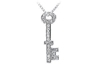 Diamond Key Pendant  14K White Gold - 0.25 CT Diamonds