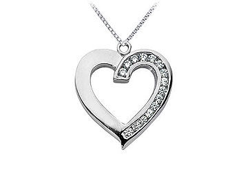 Diamond Heart Pendant  14K White Gold - 0.50 CT Diamonds