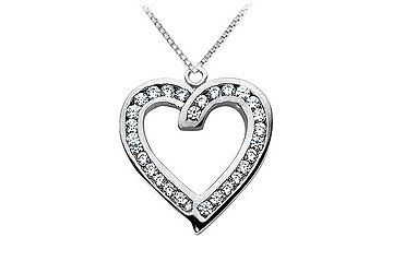 Diamond Heart Pendant  14K White Gold - 1.00 CT Diamonds