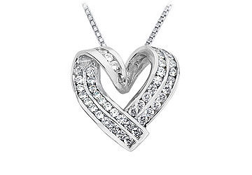Diamond Heart Pendant  14K White Gold - 1.00 CT Diamonds