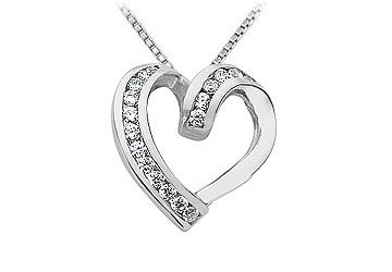 Diamond Heart Pendant  14K White Gold - 0.50 CT Diamonds