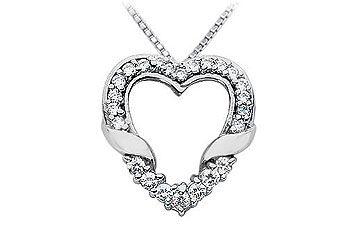 Diamond Heart Pendant  14K White Gold - 0.65 CT Diamonds