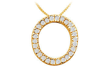 Classic O Initial Diamond Pendant  14K Yellow Gold - 0.40 CT Diamonds