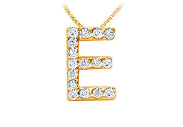 Classic E Initial Diamond Pendant  14K Yellow Gold - 0.15 CT Diamonds
