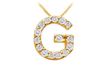 Classic G Initial Diamond Pendant  14K Yellow Gold - 0.15 CT Diamonds