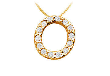 Classic O Initial Diamond Pendant  14K Yellow Gold - 0.15 CT Diamonds