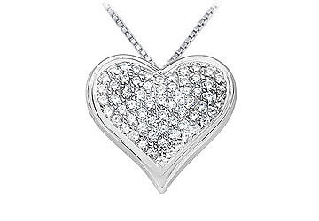 Diamond Heart Pendant  14K White Gold - 1.25 CT Diamonds