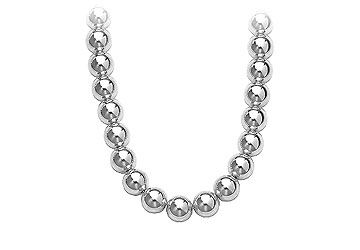 14K White Gold Necklace with 10mm Beads