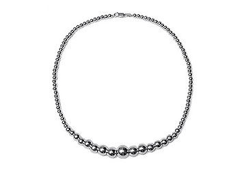 14K White Gold Necklace with Graduating Beads 10MM to 3 MM