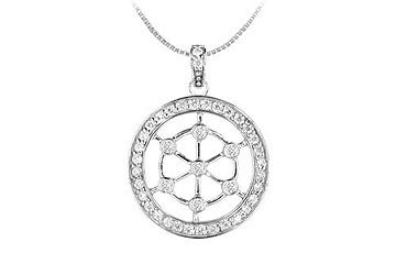 Diamond Circle Pendant  14K White Gold - 0.75 CT Diamonds